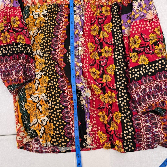 Figueroa & Flower Women Bohemian Tunic Blouse Floral Print Lace Panel Top XL - Picture 7 of 8